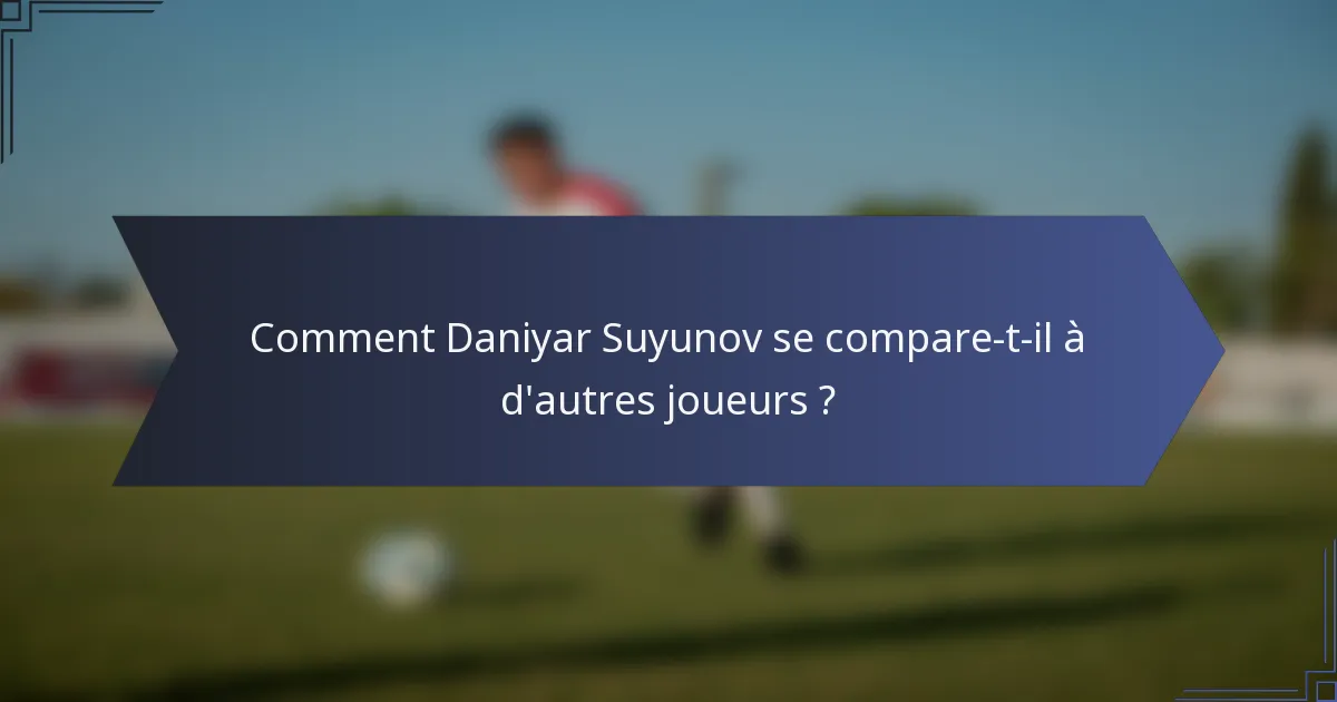 Comment Daniyar Suyunov se compare-t-il à d'autres joueurs ?