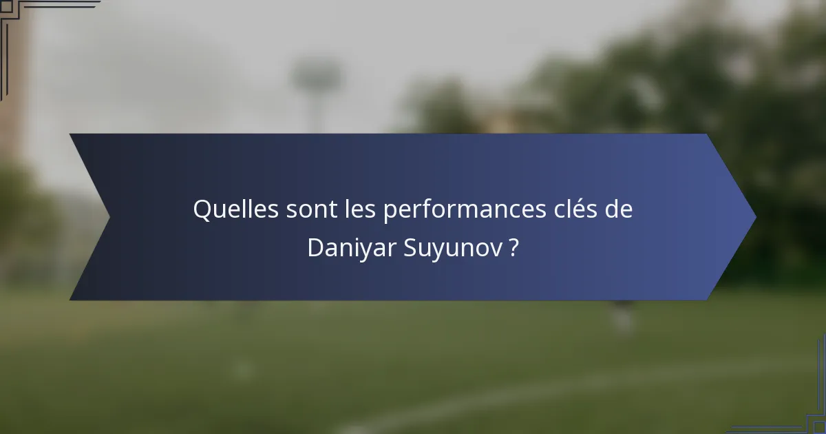 Quelles sont les performances clés de Daniyar Suyunov ?
