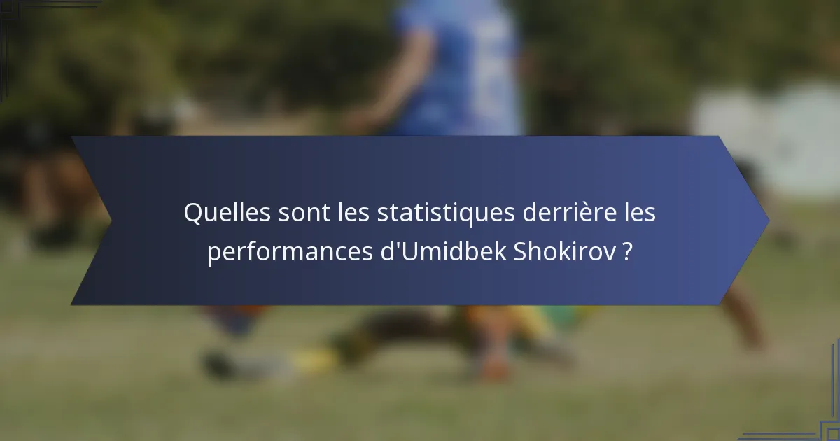 Quelles sont les statistiques derrière les performances d'Umidbek Shokirov ?